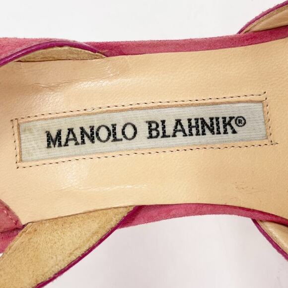 Vintage Manolo Blahnik Pink Suede Knotted Bow Pointed Toe Slingback Pump IT 39.5 - Picture 8 of 10